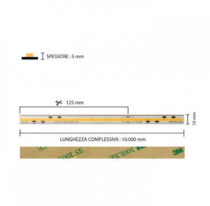 Striscia Led 220V Cob 15w Metro Alta Luminosita' Luce Fredda 6000k1800 LM Taglio 12,5 cm da Esterno IP67