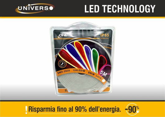 Striscia Led Neon Flex Tubo Flessibile 12v Luce Bianca Fredda 6500k