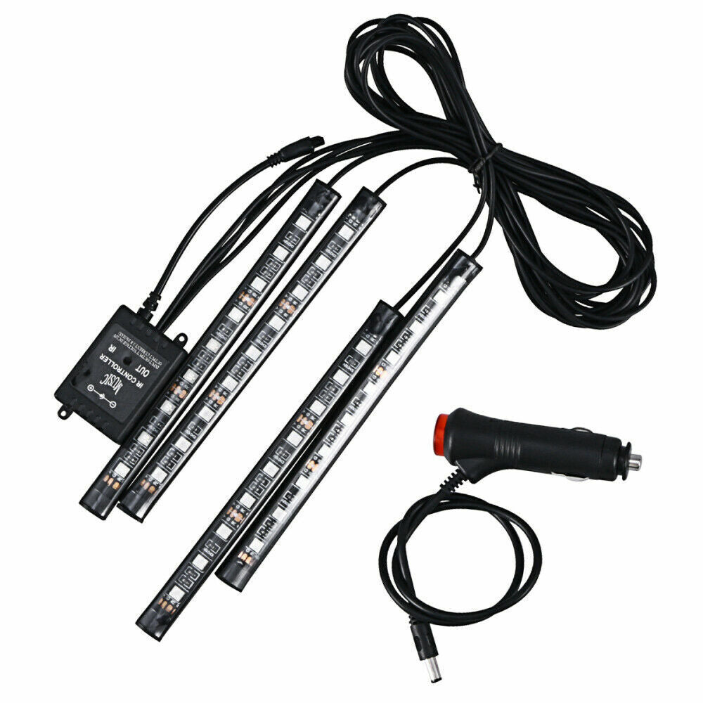 Striscia led auto 4 pz luci interne decorative RGB luce stroboscopica 48 led 12V