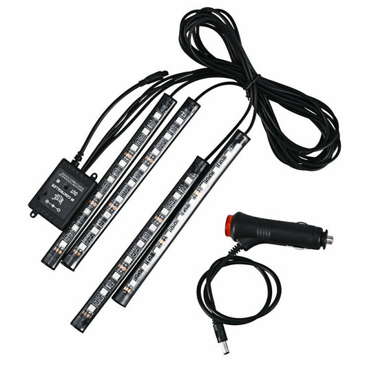 Striscia led auto 4 pz luci interne decorative RGB luce stroboscopica 48 led 12V