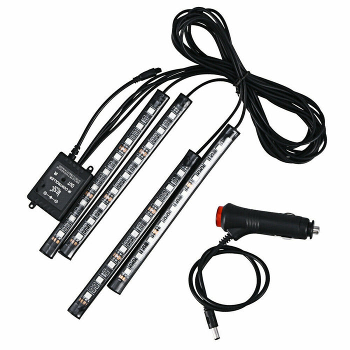 Striscia led auto 4 pz luci interne decorative RGB luce stroboscopica 48 led 12V