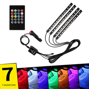 Striscia led auto 4 pz luci interne decorative RGB luce stroboscopica 48 led 12V
