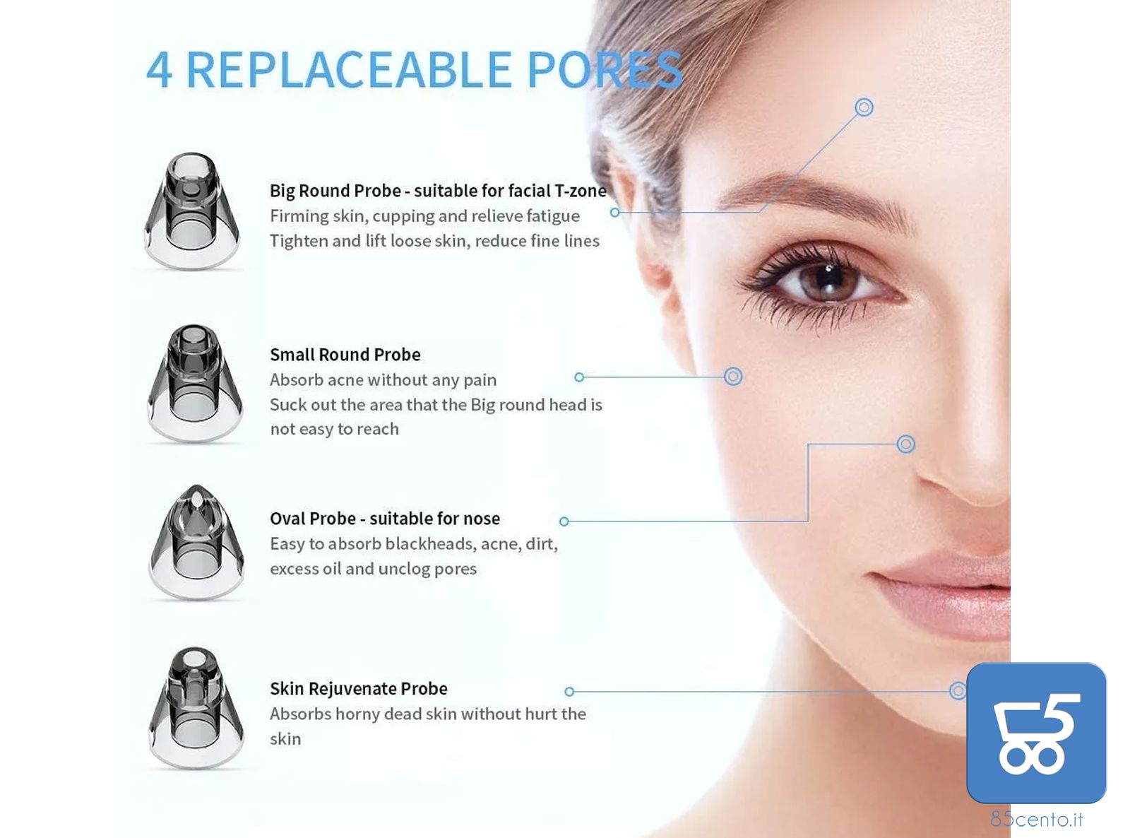 Strumento per la Rimozione Punti Neri con Luce Blu Indicatore LED Xpre202