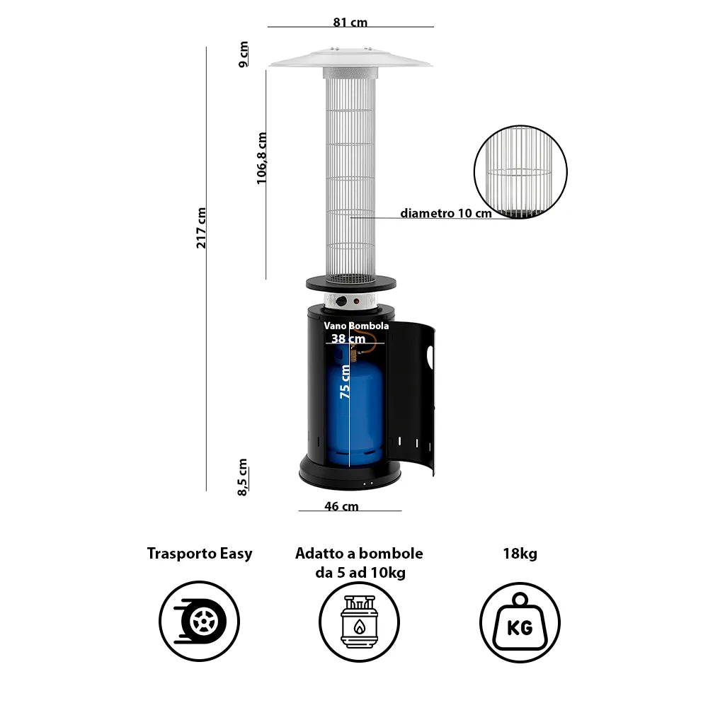 Tempo Style - Stufa a Gas Eclissi (13kW) | Stufa da esterno Nero