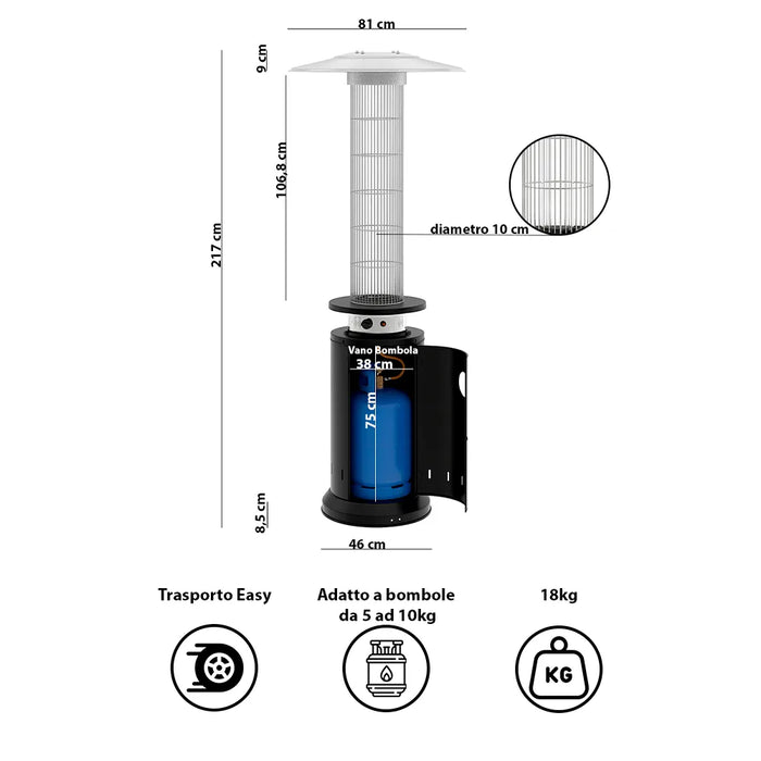 Tempo Style - Stufa a Gas Eclissi (13kW) | Stufa da esterno Nero
