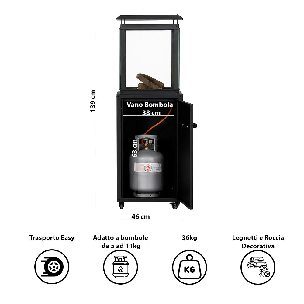 Tempo Style - Stufa a Gas Raven (8 kW)  Stufa da esterno Nero