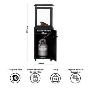 Tempo Style - Stufa a Gas Raven (8 kW)  Stufa da esterno Nero