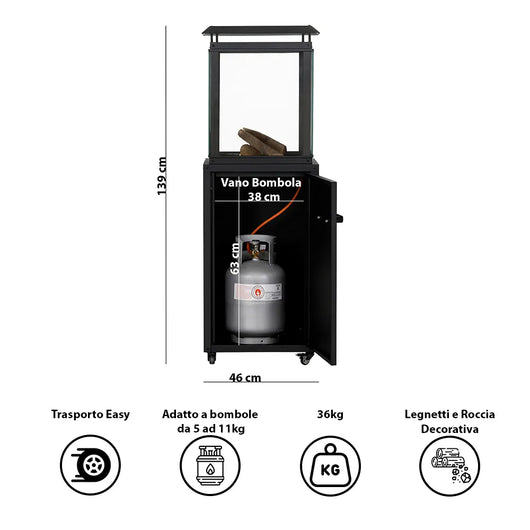 Tempo Style - Stufa a Gas Raven (8 kW)  Stufa da esterno Nero