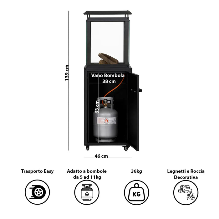 Tempo Style - Stufa a Gas Raven (8 kW)  Stufa da esterno Nero