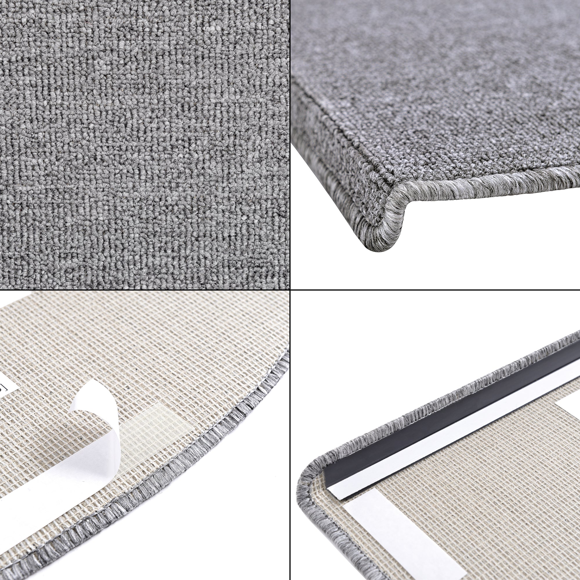 Set da 15 Tappeti Coprigradini per Scale Interne - Mezzaluna - Grigio Chiaro [en.casa]