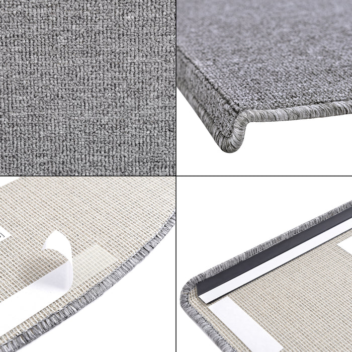 Set da 15 Tappeti Coprigradini per Scale Interne - Mezzaluna - Grigio Chiaro [en.casa]