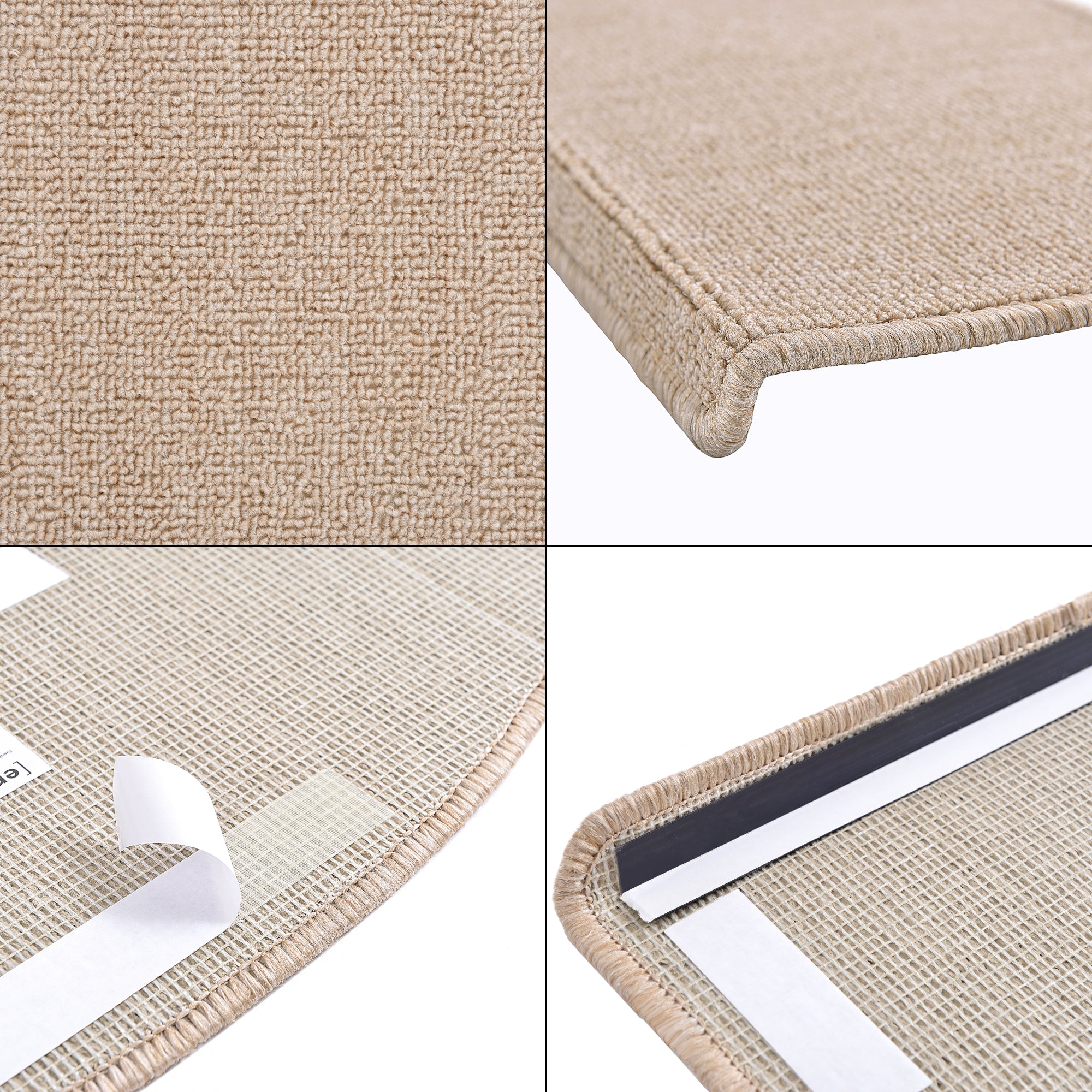 Set da 15 Tappeti Coprigradini per Scale Interne - Mezzaluna - Beige [en.casa]