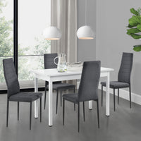 [en.casa] Arredo Sala da Pranzo Tavolo 120 x 60 x 75 cm MDF Bianco con 4 Sedie Imbottite 96 x 43 x 52 cm Acciaio