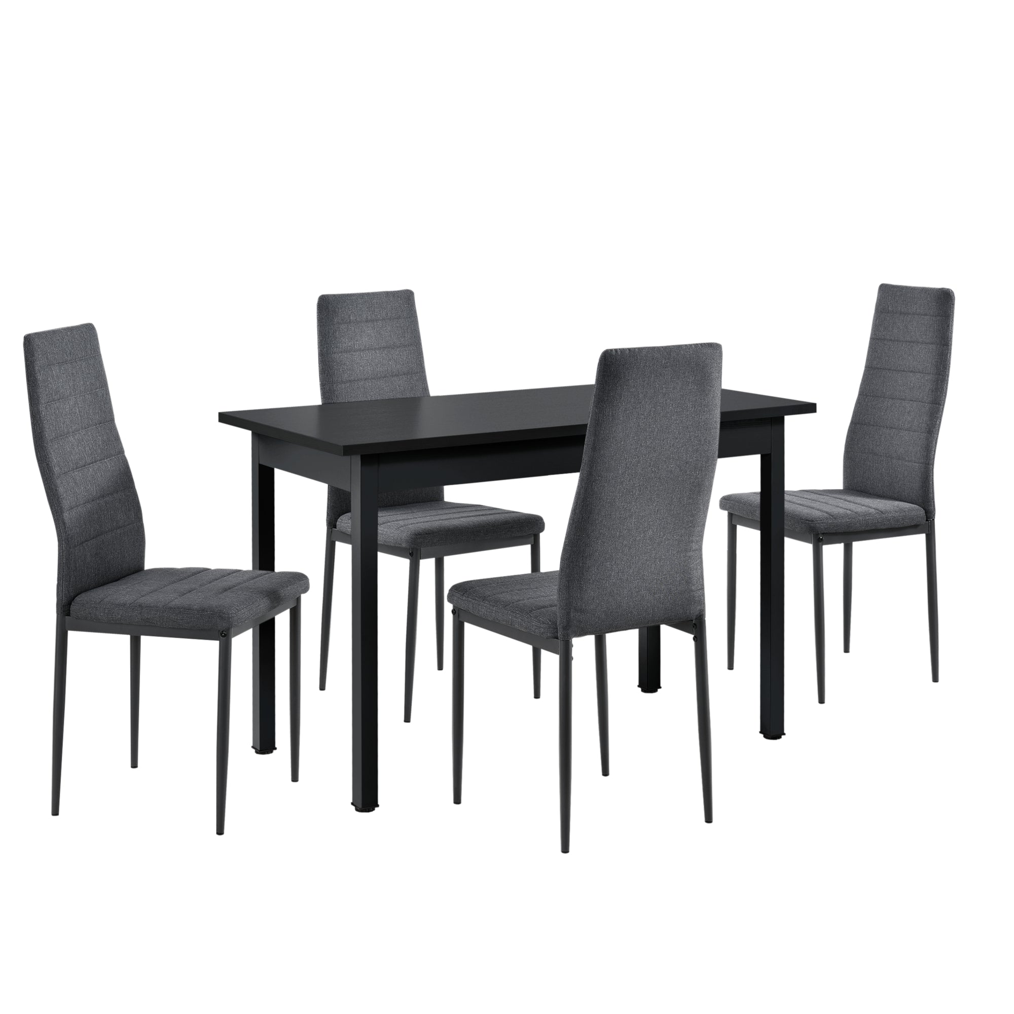 Tavolo da pranzo da cucina 120 cm con 4 sedie MDF acciaio nero e grigio 03_0004249