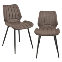 [en.casa] Sedia per Sala da Pranzo Pohorje 77 x 57,5 x 46 cm Set di 2 Similpelle Imbottito Marrone Scuro