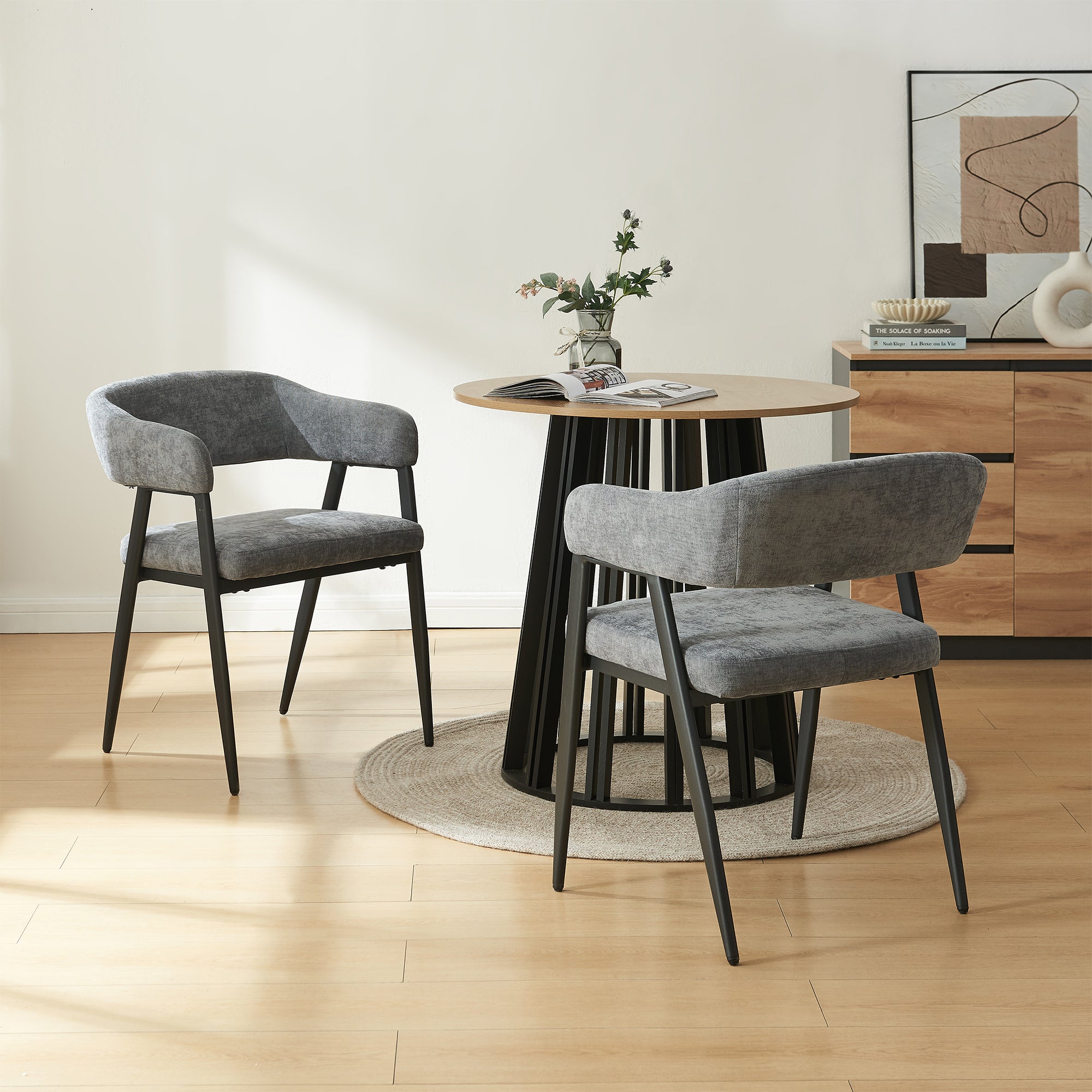 Set Kohlmand di 4 Sedie Imbottite da Sala Pranzo con Rivestimento in Tessuto - Grigio Scuro [en.casa]