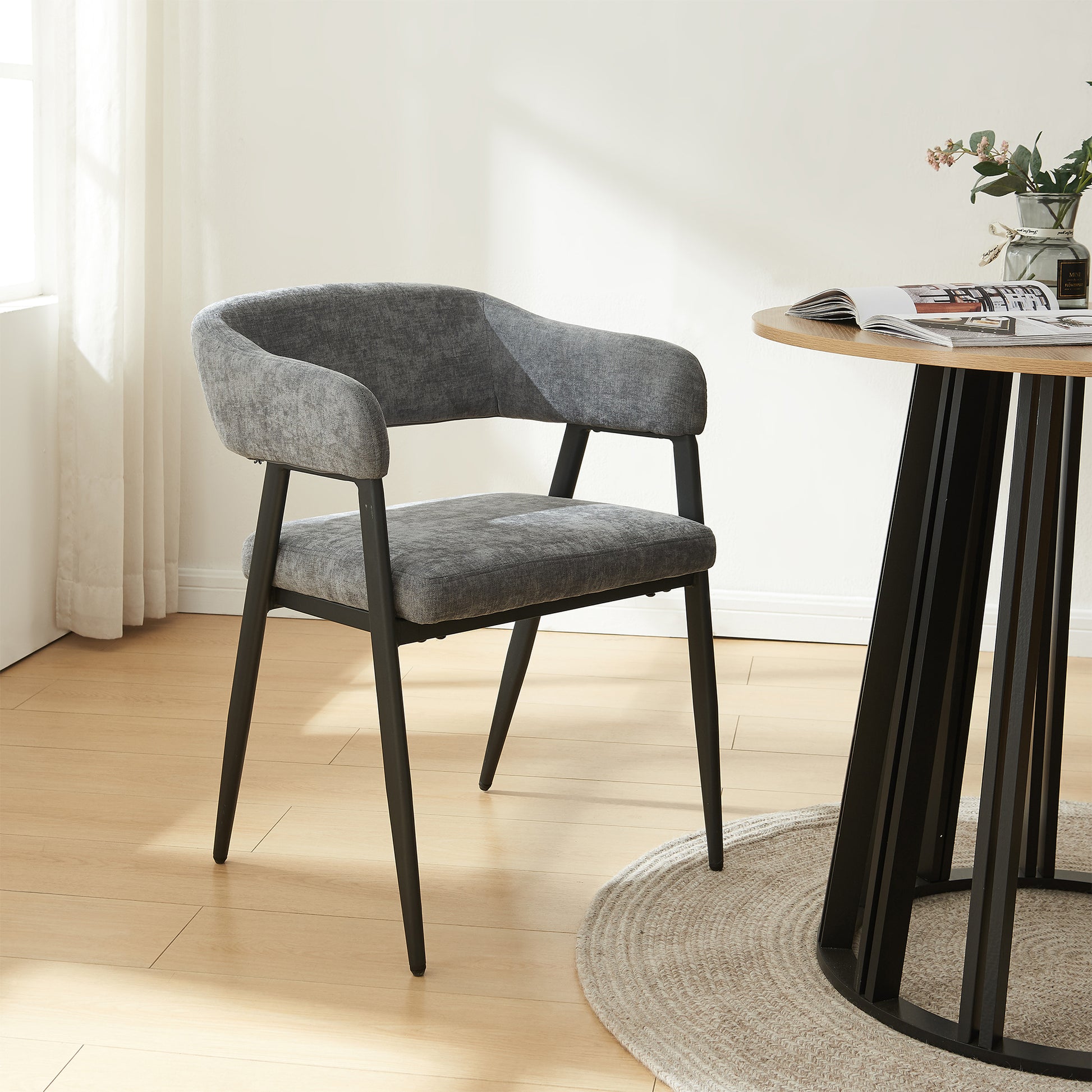 Set Kohlmand di 4 Sedie Imbottite da Sala Pranzo con Rivestimento in Tessuto - Grigio Scuro [en.casa]
