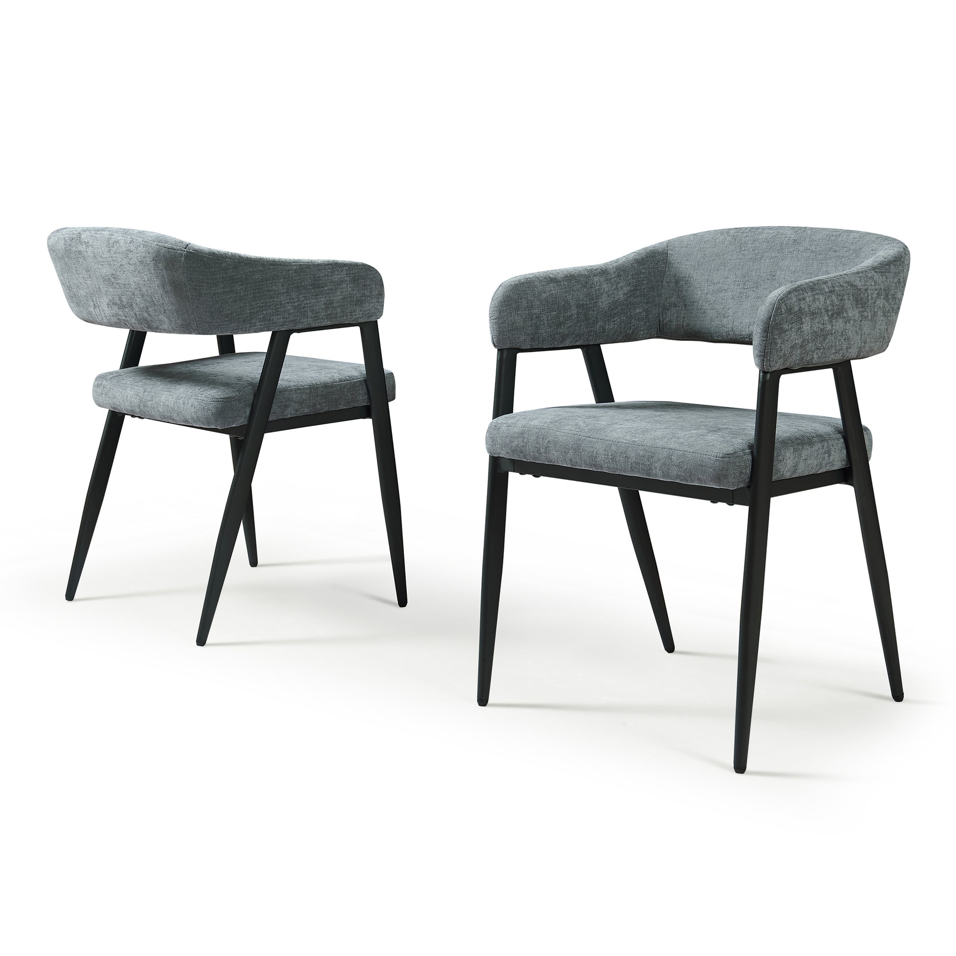 Set Kohlmand di 2 Sedie Imbottite da Sala Pranzo con Rivestimento in Tessuto - Grigio Scuro [en.casa]