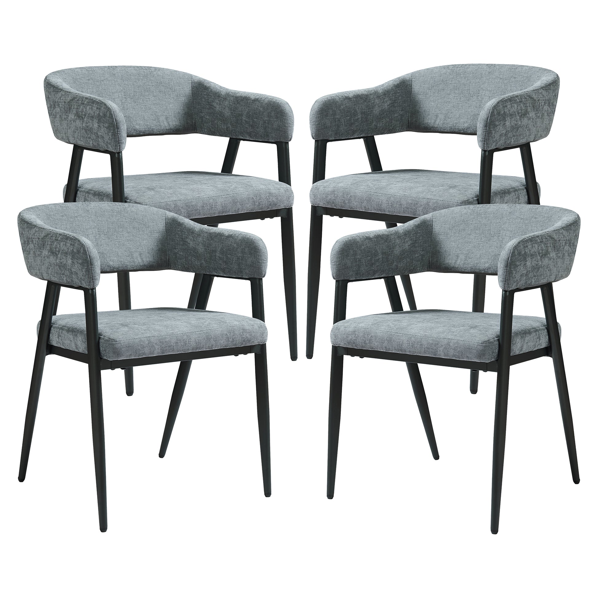 Set Kohlmand di 4 Sedie Imbottite da Sala Pranzo con Rivestimento in Tessuto - Grigio Scuro [en.casa]