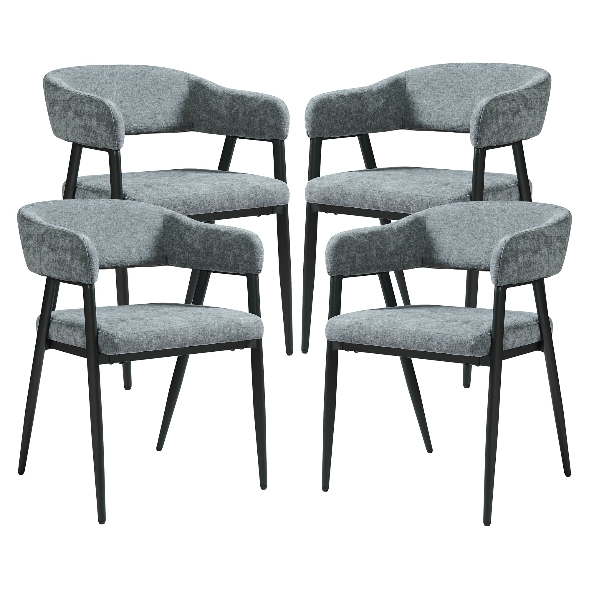 Set Kohlmand di 4 Sedie Imbottite da Sala Pranzo con Rivestimento in Tessuto - Grigio Scuro [en.casa]