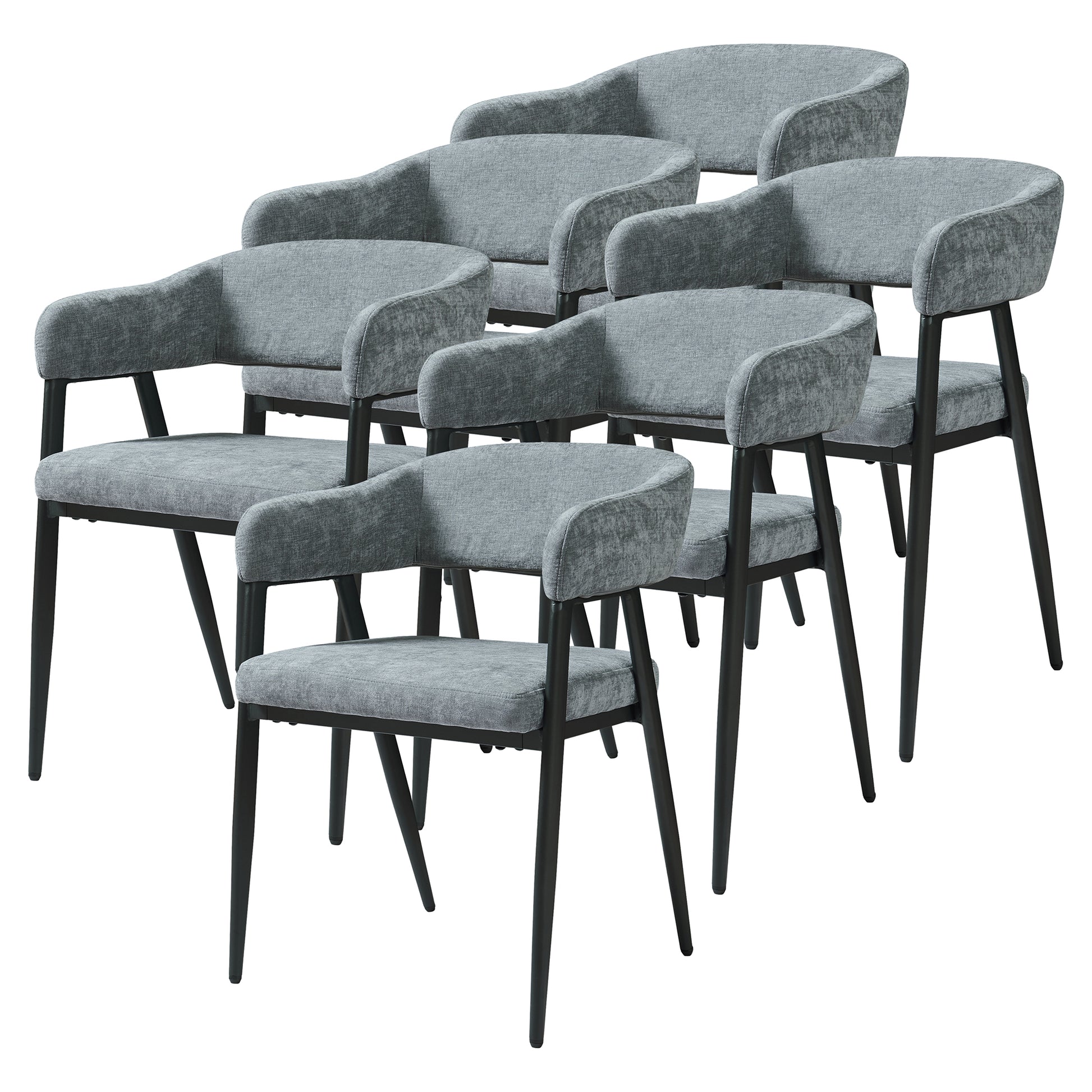 Set Kohlmand di 6 Sedie Imbottite da Sala Pranzo con Rivestimento in Tessuto - Grigio Scuro [en.casa]