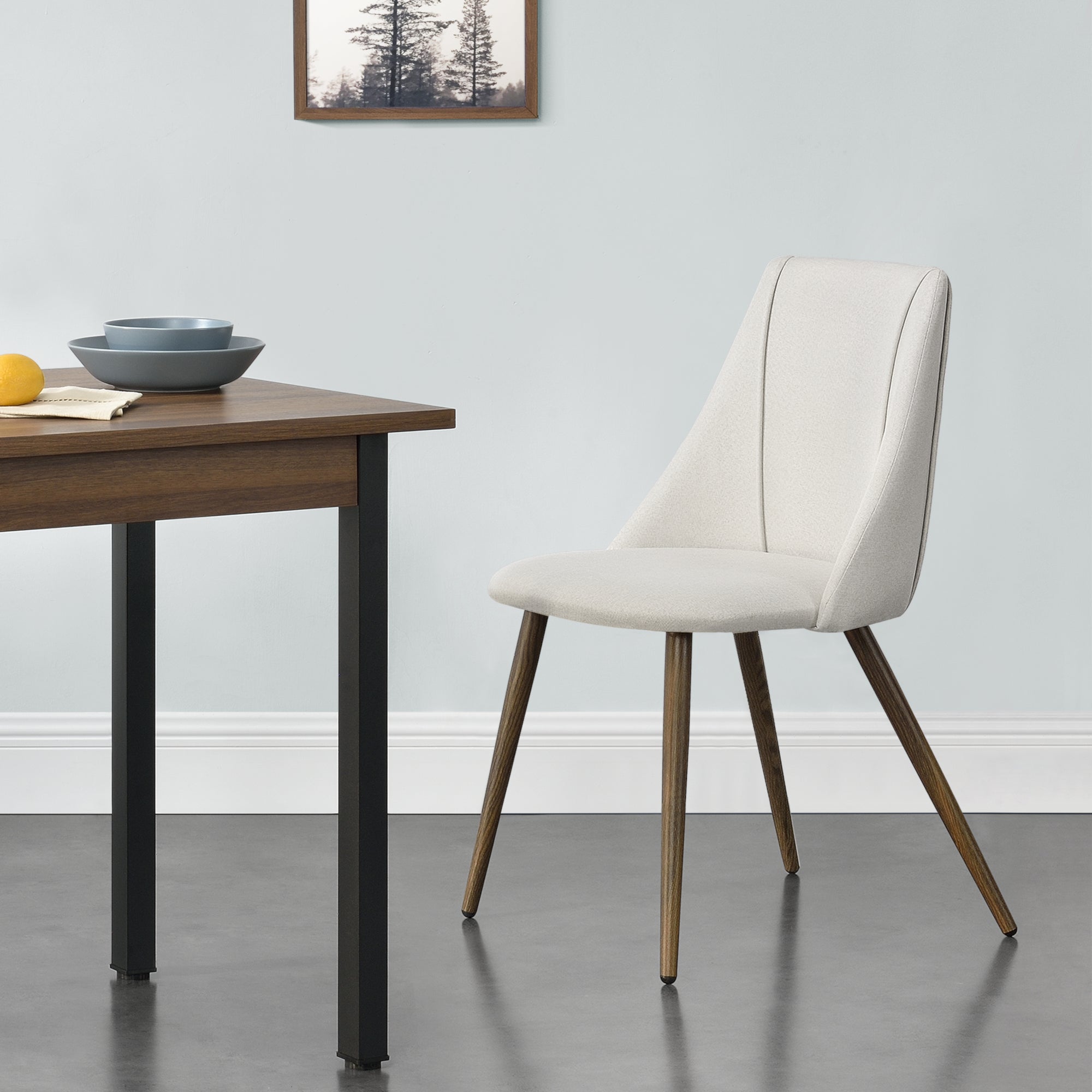 Set da 2 Sedie con Rivestimento in Tessuto 2 Poltroncine Imbottite con Gambe in Metallo - Beige