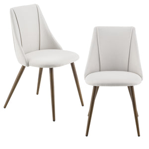 Set da 2 Sedie con Rivestimento in Tessuto 2 Poltroncine Imbottite con Gambe in Metallo - Beige