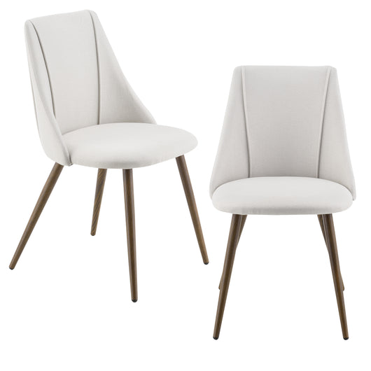 Set da 2 Sedie con Rivestimento in Tessuto 2 Poltroncine Imbottite con Gambe in Metallo - Beige