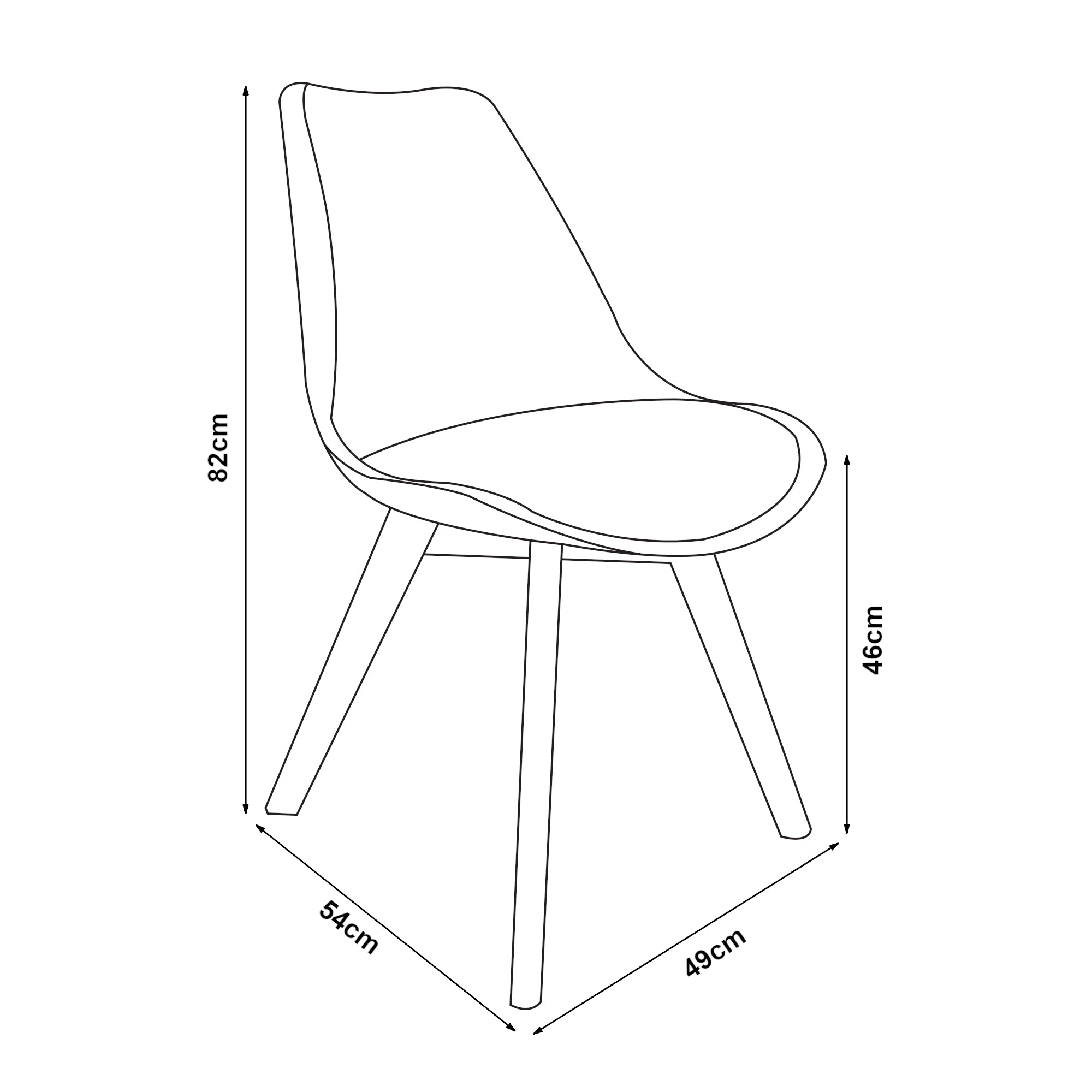 Set Fläten di 4 Sedie da Sala con Seduta Imbottita Rivestimento in Similpelle Nero [en.casa]