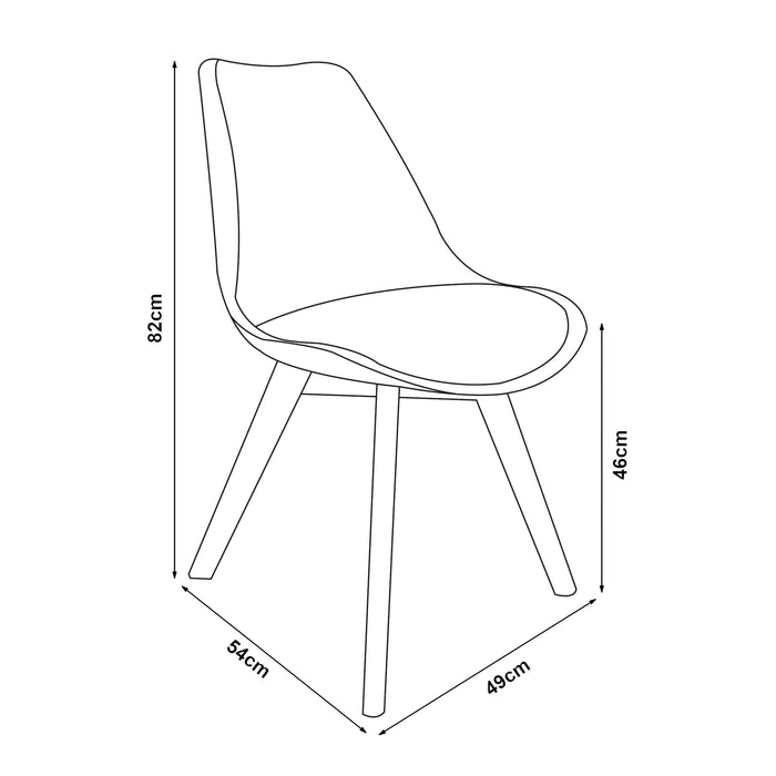 Set Fläten di 4 Sedie da Sala con Seduta Imbottita Rivestimento in Similpelle Nero [en.casa]