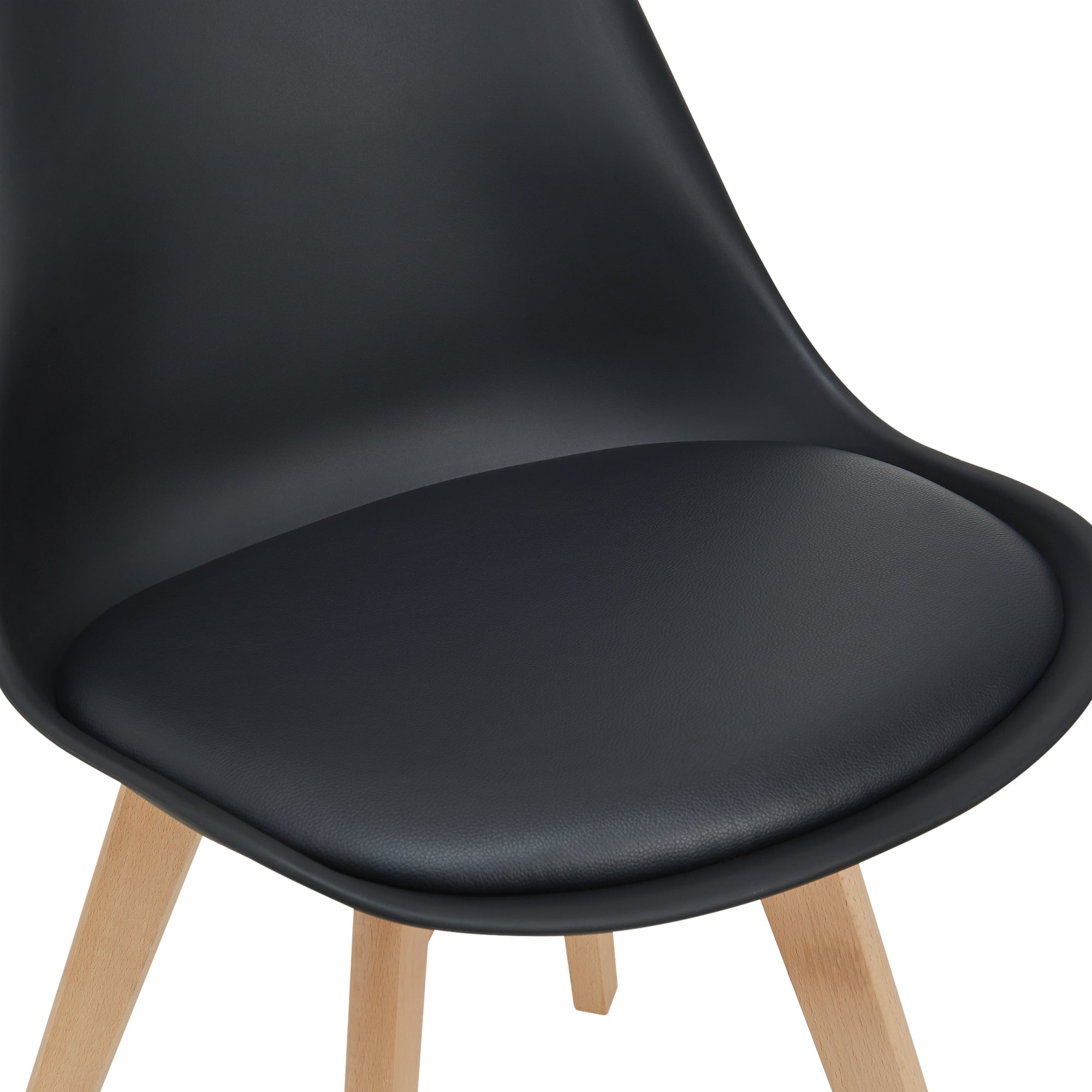 Set Fläten di 4 Sedie da Sala con Seduta Imbottita Rivestimento in Similpelle Nero [en.casa]