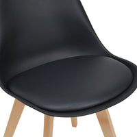 Set Fläten di 4 Sedie da Sala con Seduta Imbottita Rivestimento in Similpelle Nero [en.casa]