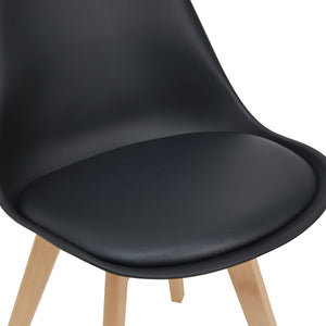 Set Fläten di 2 Sedie da Sala con Seduta Imbottita Rivestimento in Similpelle Nero [en.casa]