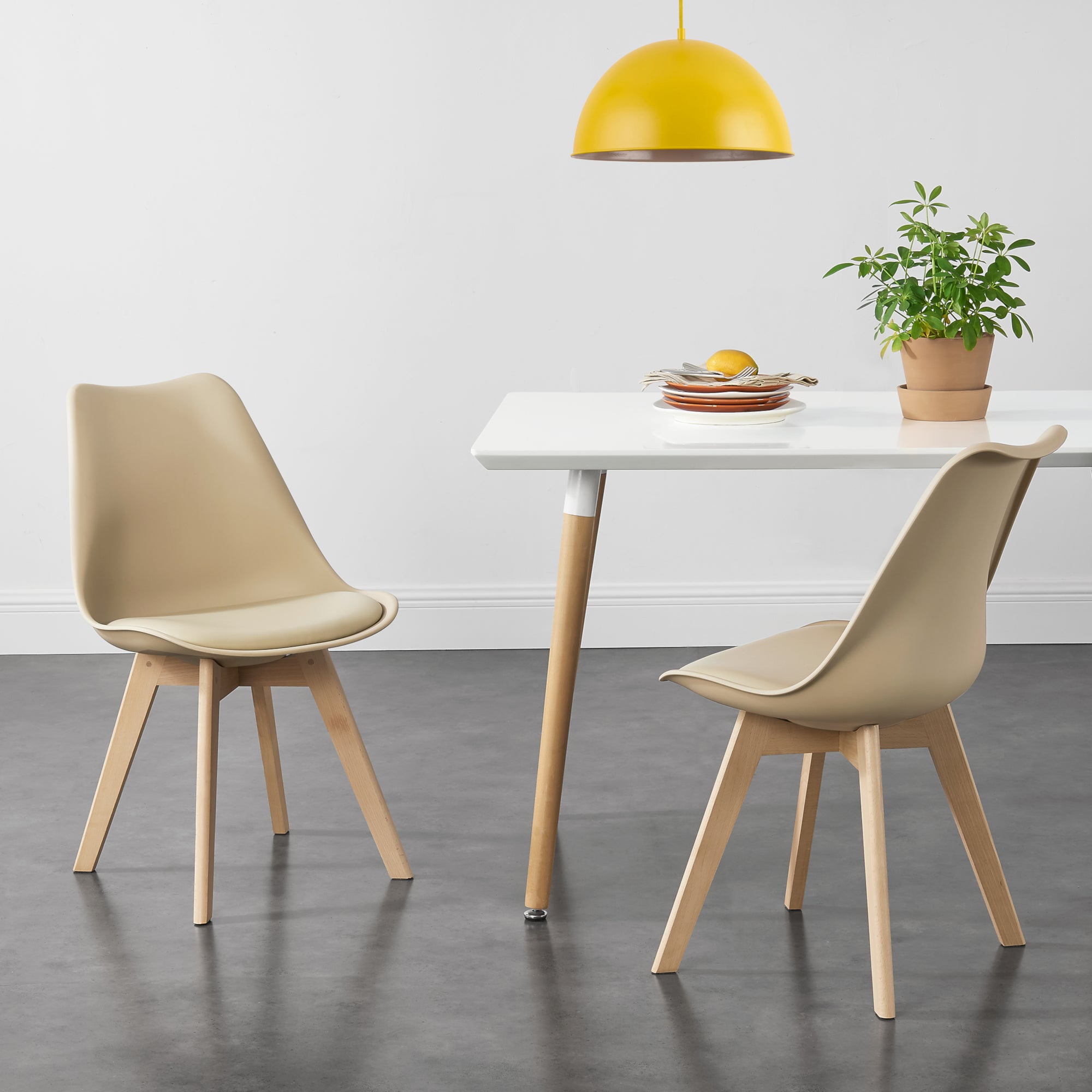 Set Fläten di 6 Sedie da Sala con Seduta Imbottita Rivestimento in Similpelle Beige [en.casa]