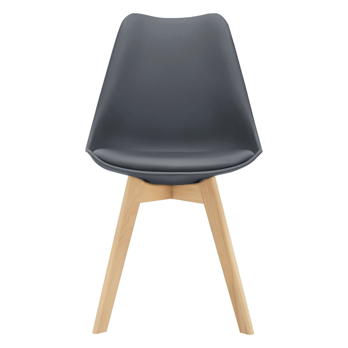 Set Fläten di 2 Sedie da Sala con Seduta Imbottita Rivestimento in Similpelle Grigio [en.casa]