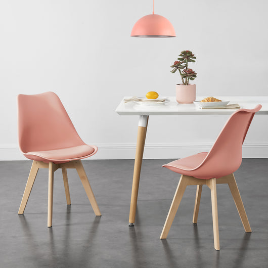 Set Fläten di 2 Sedie da Sala con Seduta Imbottita Rivestimento in Similpelle Rosa [en.casa]