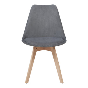 Set Fläten di 6 Sedie da Sala con Seduta Imbottita Rivestimento in Velluto a Coste Grigio [en.casa]