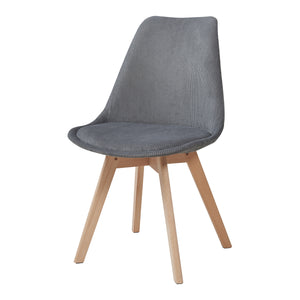 Set Fläten di 6 Sedie da Sala con Seduta Imbottita Rivestimento in Velluto a Coste Grigio [en.casa]