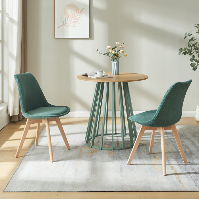 Set Fläten di 6 Sedie da Sala con Seduta Imbottita Rivestimento in Velluto a Coste Verde Scuro [en.casa]