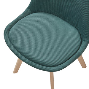 Set Fläten di 6 Sedie da Sala con Seduta Imbottita Rivestimento in Velluto a Coste Verde Scuro [en.casa]