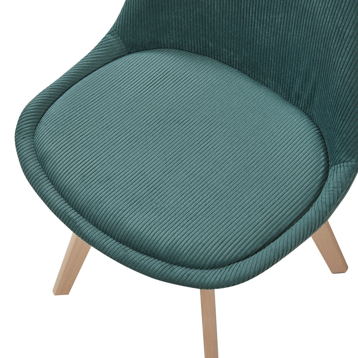 Set Fläten di 2 Sedie da Sala con Seduta Imbottita Rivestimento in Velluto a Coste Verde Scuro [en.casa]