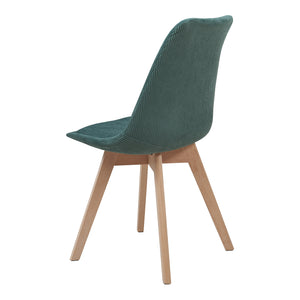 Set Fläten di 6 Sedie da Sala con Seduta Imbottita Rivestimento in Velluto a Coste Verde Scuro [en.casa]