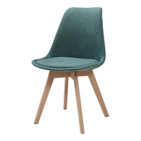 Set Fläten di 2 Sedie da Sala con Seduta Imbottita Rivestimento in Velluto a Coste Verde Scuro [en.casa]