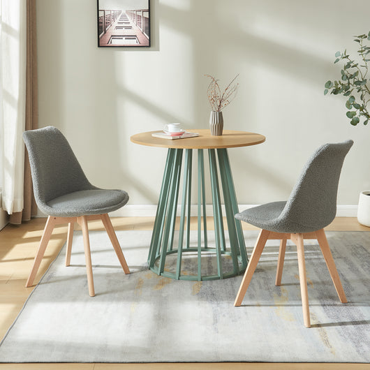 Set Fläten di 4 Sedie da Sala con Seduta Imbottita Rivestimento in Tessuto Bouclé Grigio [en.casa]