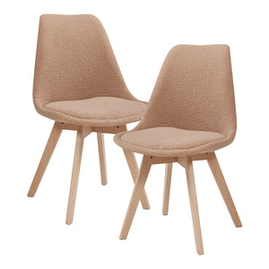 Set Fläten di 2 Sedie da Sala con Seduta Imbottita Rivestimento in Tessuto Bouclé Tortora [en.casa]