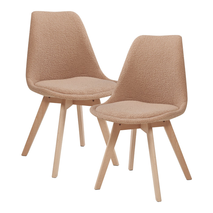 Set Fläten di 2 Sedie da Sala con Seduta Imbottita Rivestimento in Tessuto Bouclé Tortora [en.casa]