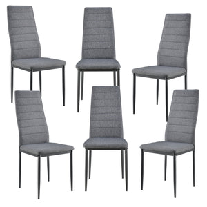 [en.casa] Sedie per Sala da Pranzo Set di 6 Sedie Imbottite 96 x 43 x 52 cm Acciaio Poliestere Grigio