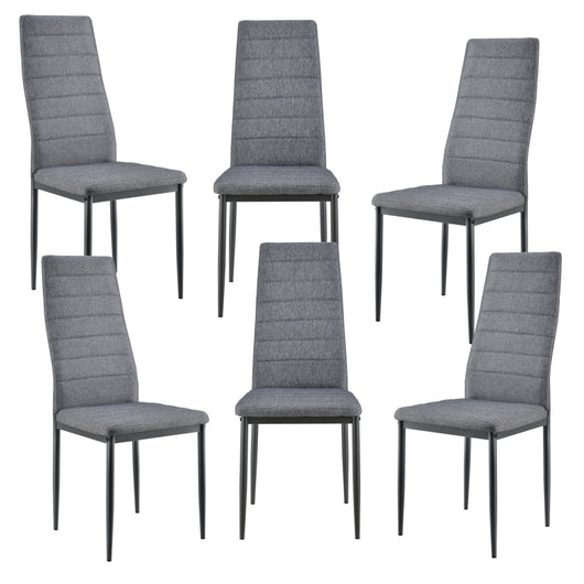 [en.casa] Sedie per Sala da Pranzo Set di 6 Sedie Imbottite 96 x 43 x 52 cm Acciaio Poliestere Grigio