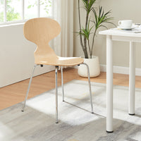 Set Kil di 4 Sedie Impilabili da Sala Pranzo - Effetto Legno / Cromato [en.casa]