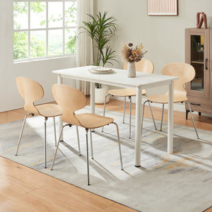 Set Kil di 4 Sedie Impilabili da Sala Pranzo - Effetto Legno / Cromato [en.casa]